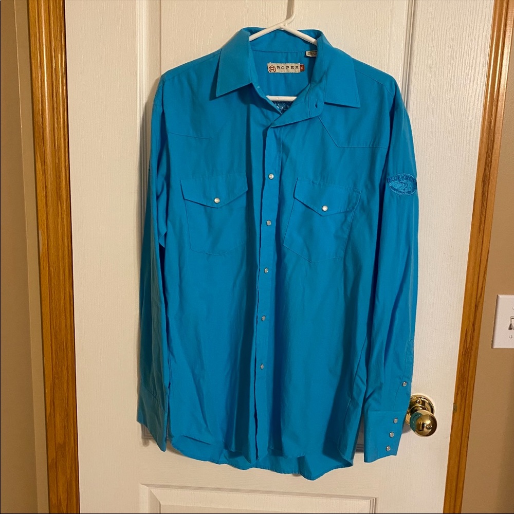 Blue Roper Western Shirt Size Medium . - Picture 2 of 5